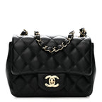 Lambskin Quilted Mini Square Flap Black