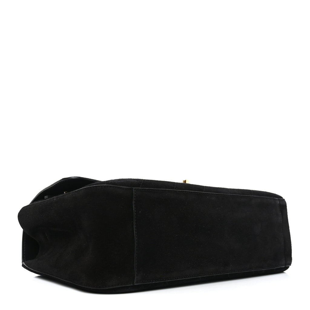 Suede Calfskin Small Souplissimo Maxi Flap Black