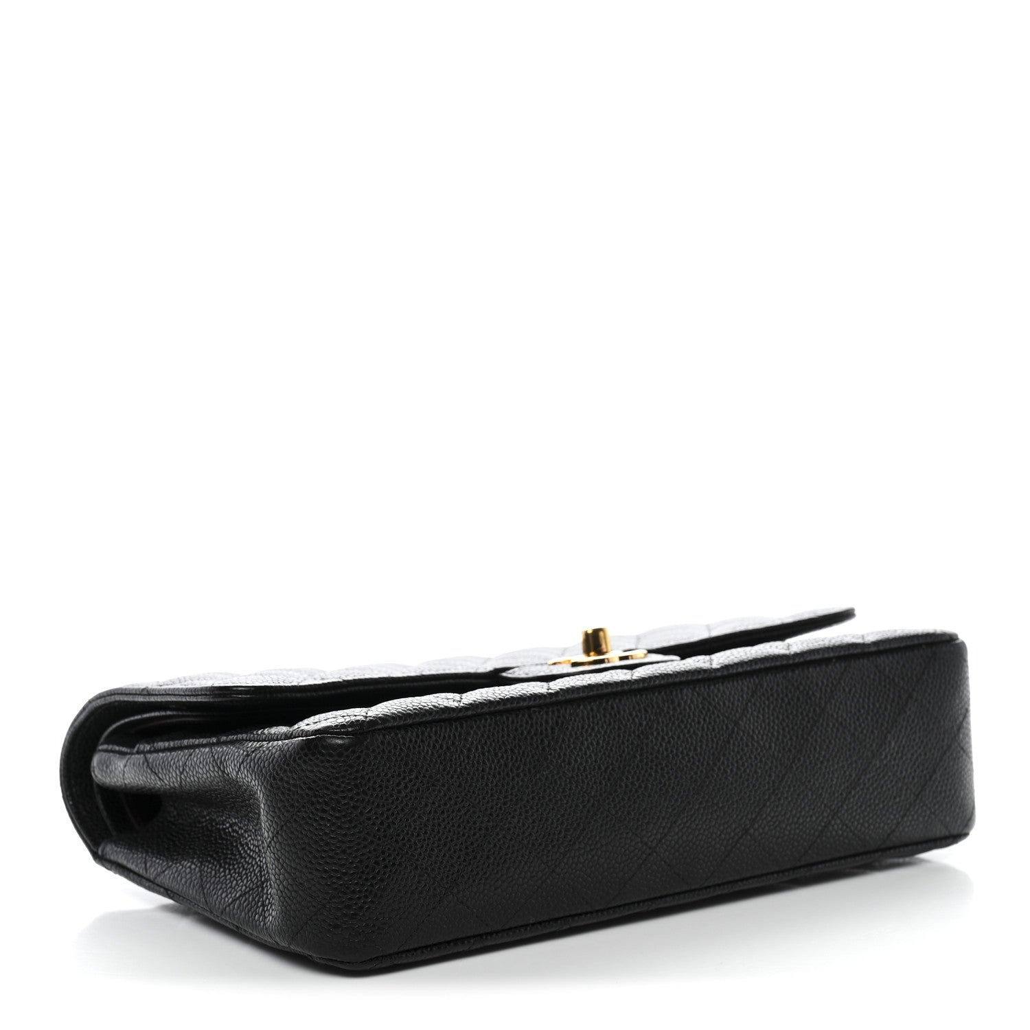 Caviar Quilted Medium Double Flap Black