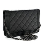 Lambskin Quilted Boy Wallet On Chain WOC Black