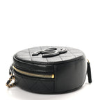 Caviar Quilted Small Round Vanity With Chain Black