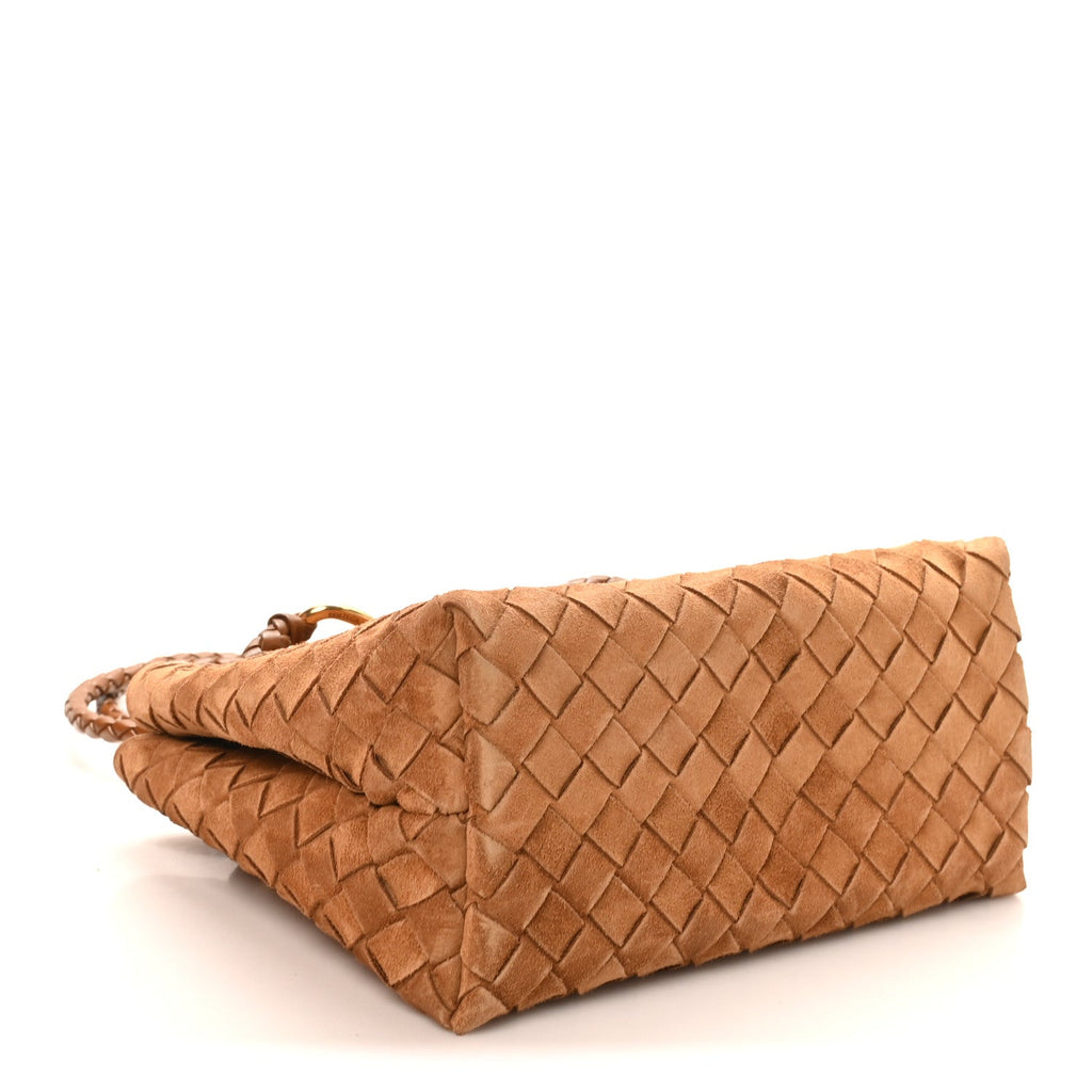 Suede Intrecciato Small Andiamo Shoulder Bag Amber
