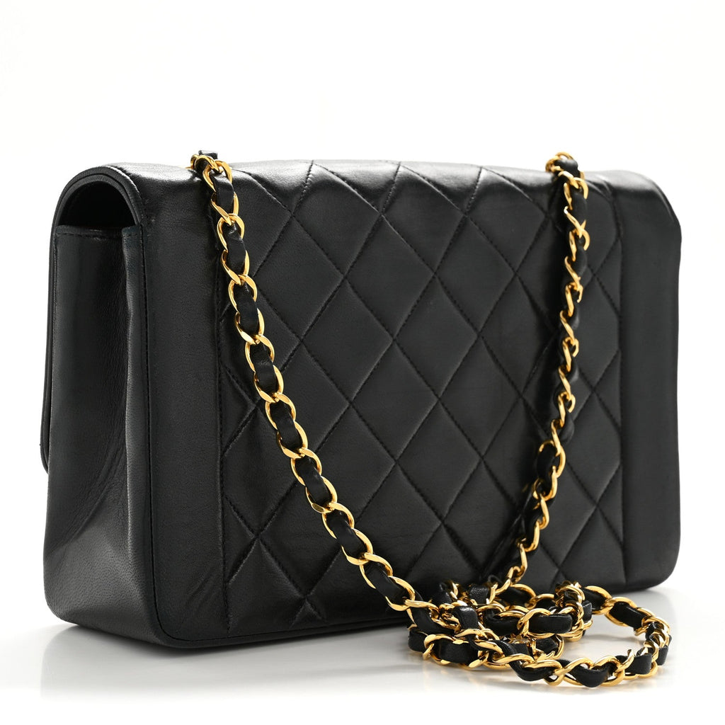 Lambskin Quilted Medium Single Flap Black