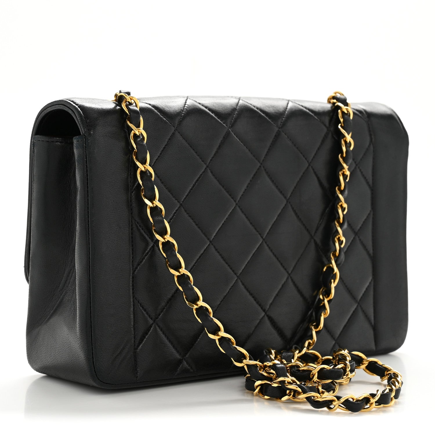 Lambskin Quilted Medium Single Flap Black