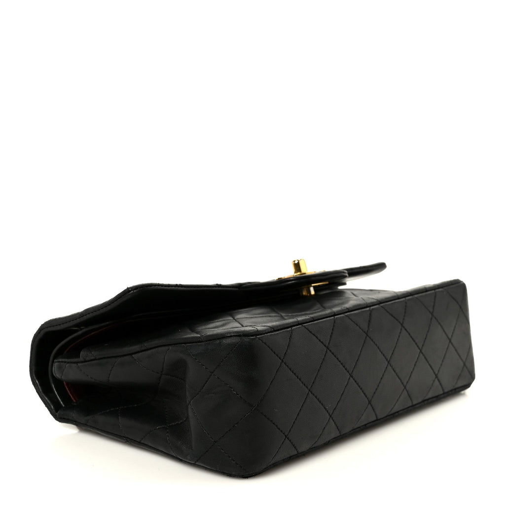 Lambskin Quilted Small Double Flap Black