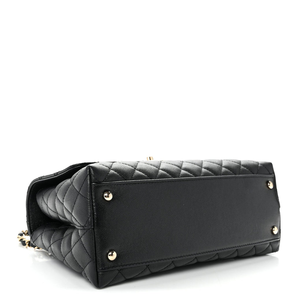 Caviar Quilted Small Coco Handle Flap Black