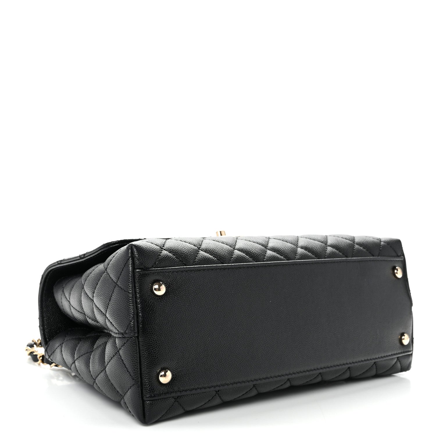 Caviar Quilted Small Coco Handle Flap Black