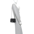 Caviar Chevron Quilted Mini Square Flap Black
