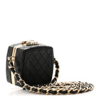 Lambskin Quilted Small Beauty Box Clutch With Chain Black