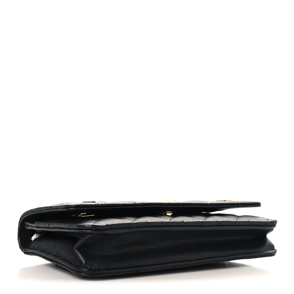 Caviar Quilted Enamel Coco Casino Wallet On Chain WOC Black