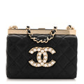 Lambskin Quilted Pearl CC Vanity Case Black