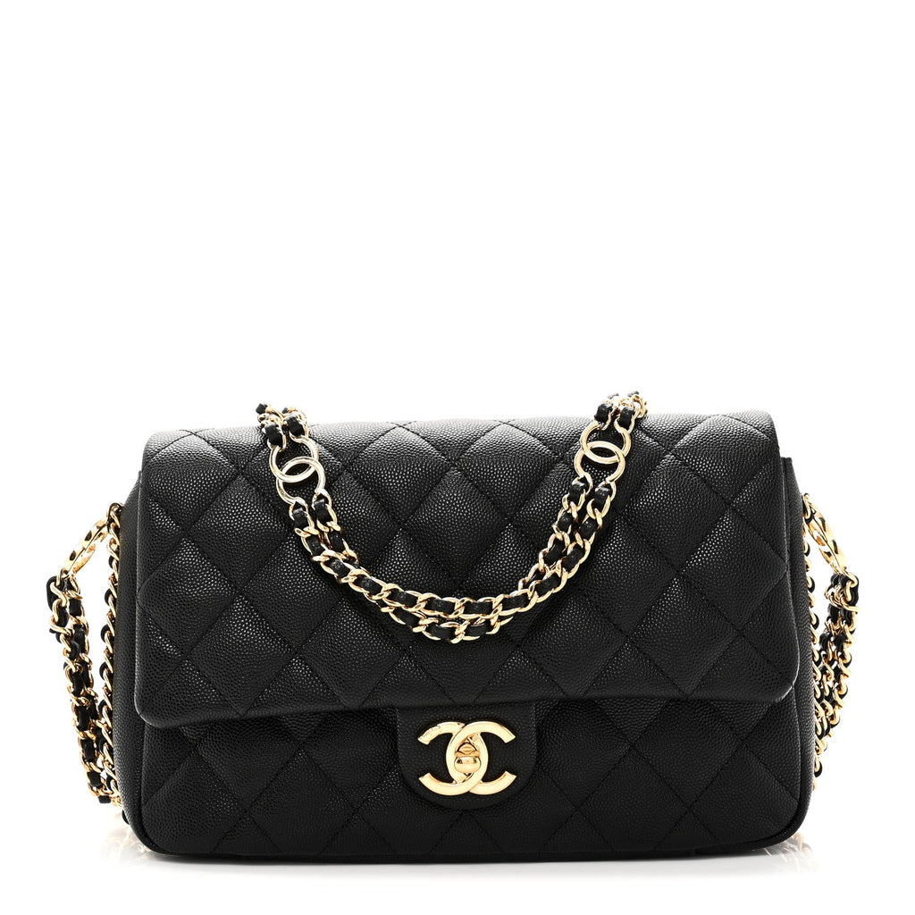 Caviar Quilted Small CC You Flap Black