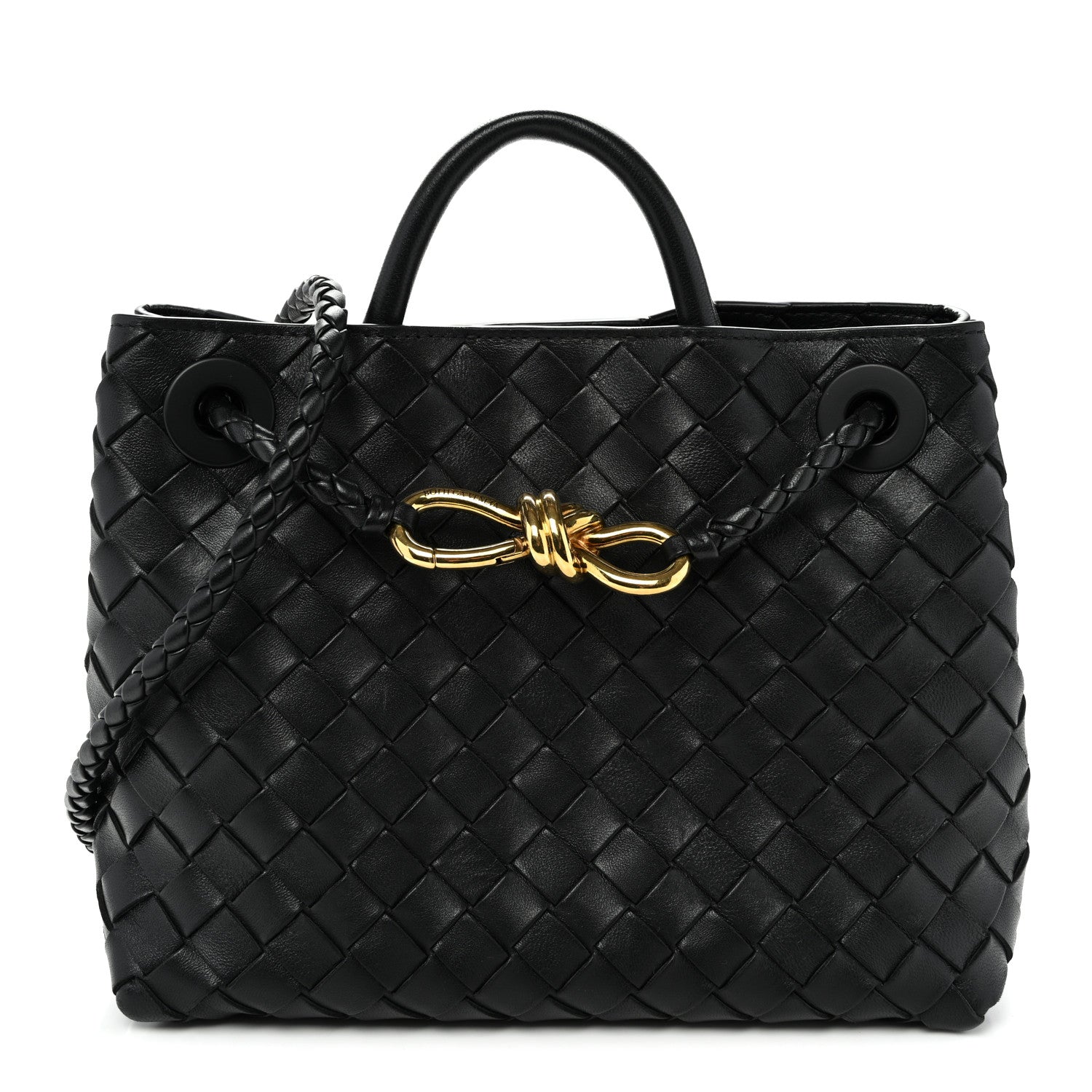 Nappa Intrecciato Small Andiamo Shoulder Bag Black
