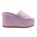 GUCCI Size 10.5 Lavender Canvas Monogram Wedge