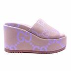 GUCCI Size 10.5 Lavender Canvas Monogram Wedge
