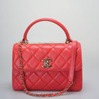 Chanel Red Small Trendy CC Bag In Lambskin Leather With Champagne Gold Hardware