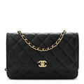 Caviar Quilted CC Turnlock Wallet On Chain WOC Black