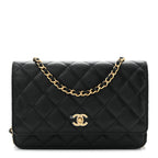 Caviar Quilted CC Turnlock Wallet On Chain WOC Black