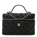 Caviar Quilted Top Handle Slim Vanity With Chain Black