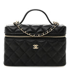 Caviar Quilted Top Handle Slim Vanity With Chain Black