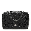 Patent Quilted Jumbo Single Flap Black