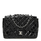 Patent Quilted Jumbo Single Flap Black