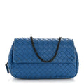 Nappa Intrecciato Small Chain Crossbody Blue