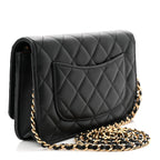 Lambskin Quilted Wallet On Chain WOC Black