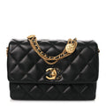 Lambskin Quilted Mini Medallion Multi Chain Flap Black