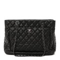 Caviar Quilted Shopping Tote Black