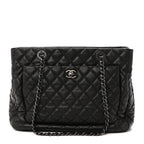 Caviar Quilted Shopping Tote Black