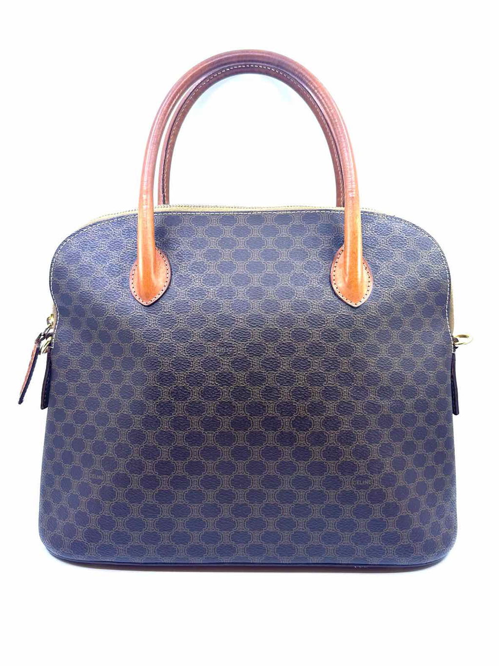 CELINE Tan, brown Leather Monogram Handbag