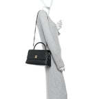 Caviar Quilted Small Coco Handle Flap Black