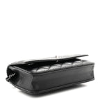 Lambskin Quilted CC Turnlock Wallet On Chain WOC Black