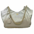 PRADA Light Grey Leather Solid Handbag