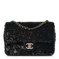 Sequin Quilted Small Single Flap Black