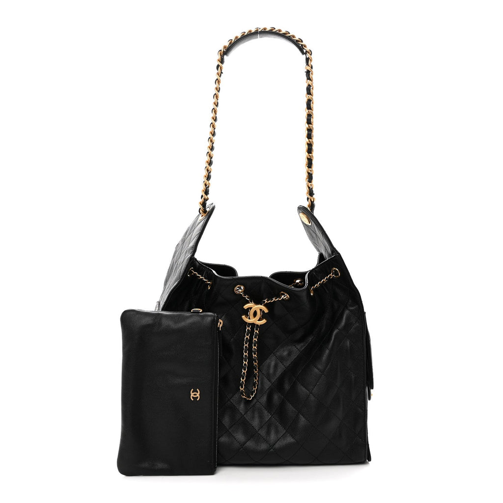 Caviar Quilted Medium Chanel 25 Handbag Black