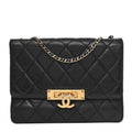 Lambskin Quilted Medium Golden Class Flap Black