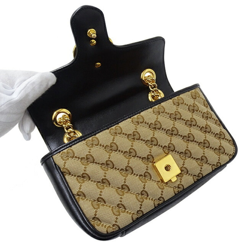 Gucci Gg Marmont Beige Canvas Shoulder Bag (Authentic Pre-Loved)