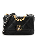 Goatskin Quilted Medium Chanel 19 Flap Black
