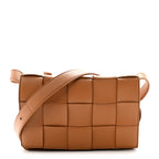 Lambskin Maxi Intrecciato Cassette Crossbody Bag Caramel