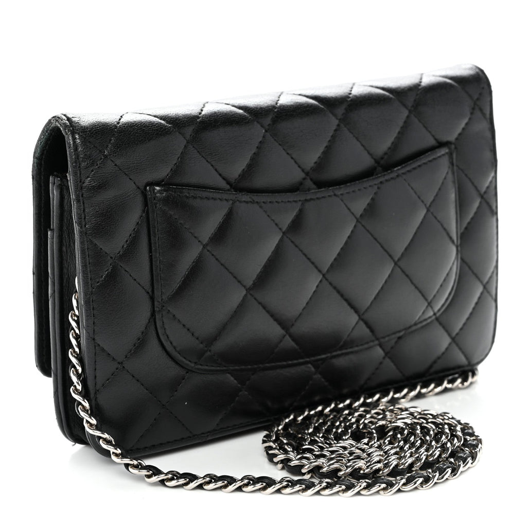 Lambskin Quilted Wallet On Chain WOC Black