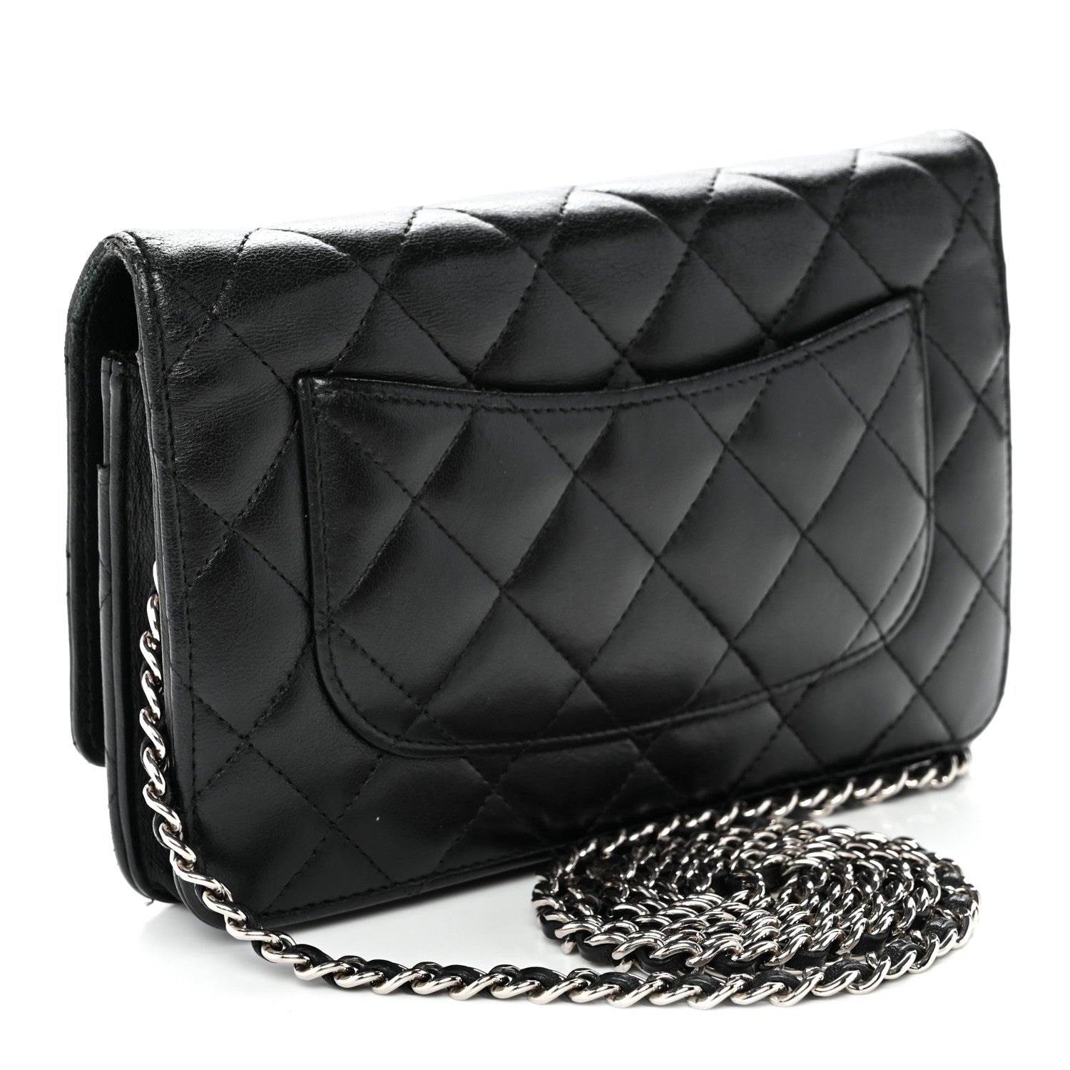Lambskin Quilted Wallet On Chain WOC Black