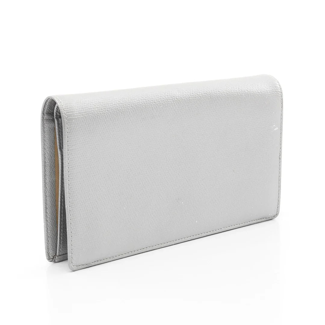 Chanel Coco Lambskin Silver Wallet