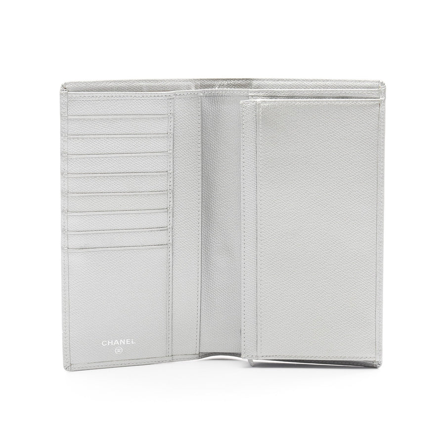 Chanel Coco Lambskin Silver Wallet