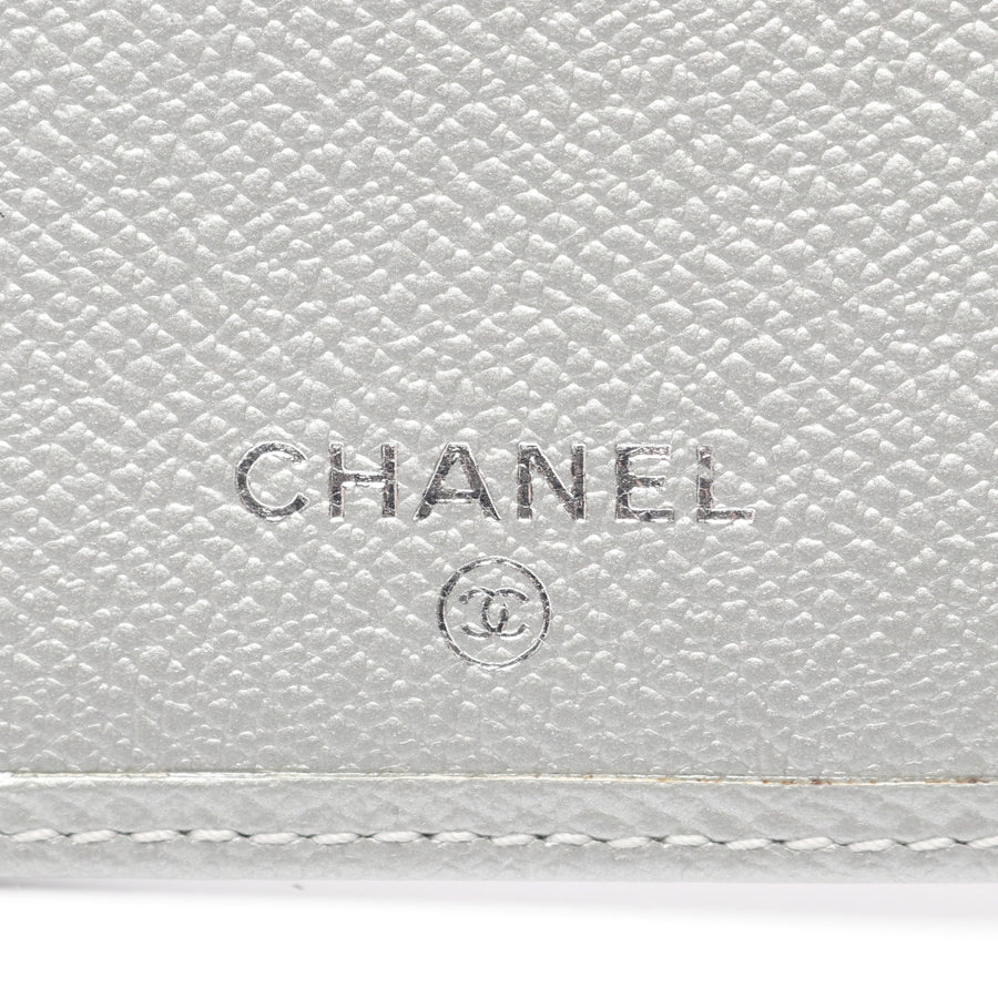 Chanel Coco Lambskin Silver Wallet