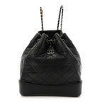 Aged Calfskin Quilted Small Gabrielle Backpack Black