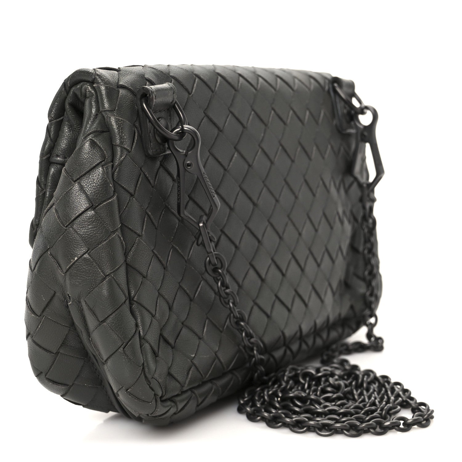 Nappa Intrecciato Small Chain Crossbody Light Grey