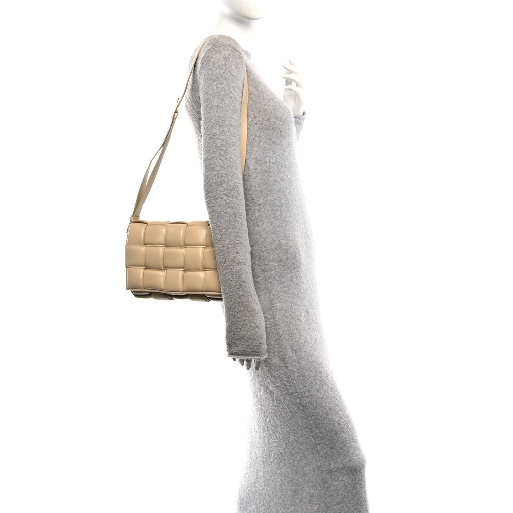 Nappa Maxi Intreccio Padded Cassette Crossbody Bag Porridge