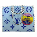 LOUIS VUITTON Blue, white Leather Monogram Tote